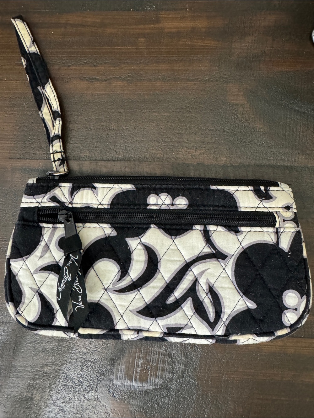 Vera Bradley Quilted Night and Day black and White Wristlet Clutch